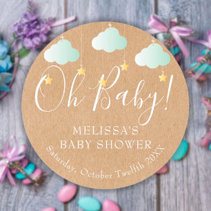 Oh Baby Twinkle Twinkle Baby Shower / Sprinkle Classic Round Sticker