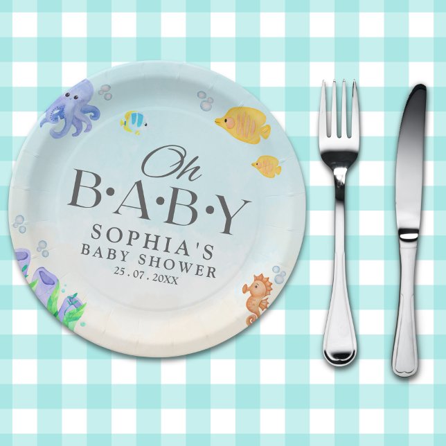 Oh Baby Under Sea Baby Shower Paper Plate (Creator Uploaded)