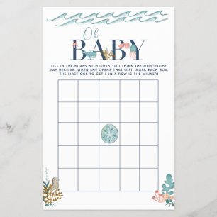 Oh Baby Under the Sea Baby Shower Bingo Game Flyer