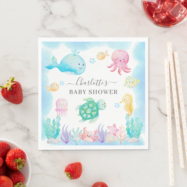 Oh Baby Under The Sea Baby Shower Napkin (Insitu)