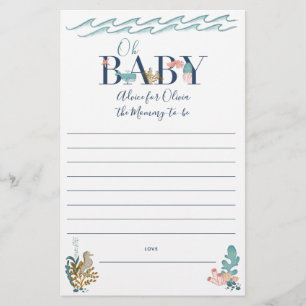 Oh Baby Under the Sea Baby Shower Parent Advice Flyer