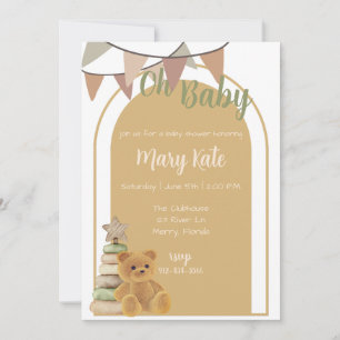 Oh baby Vintage Toy baby shower Invitation