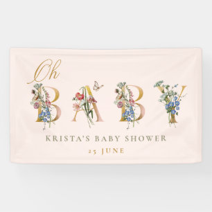 Oh Baby Vintage Wildflower Blush Baby Shower  Banner