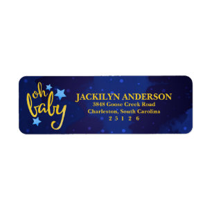 Oh Baby Watercolor Baby Shower Return Address Label