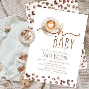 Oh Baby Watercolor Coffee Baby Shower Invitation