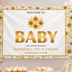 Oh Baby Watercolor Rose Gold Baby Shower Banner