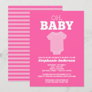 Oh Baby - Whimsical Tee Pastel Pink Baby Shower Invitation