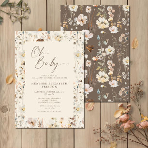 Oh Baby Wildflower Rustic Baby Shower Invitation