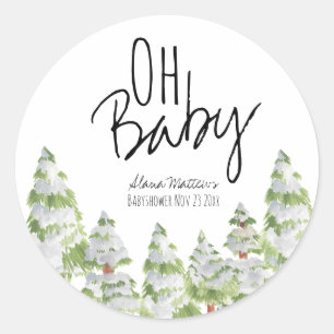 Oh baby winter forest babyshower favour sticker