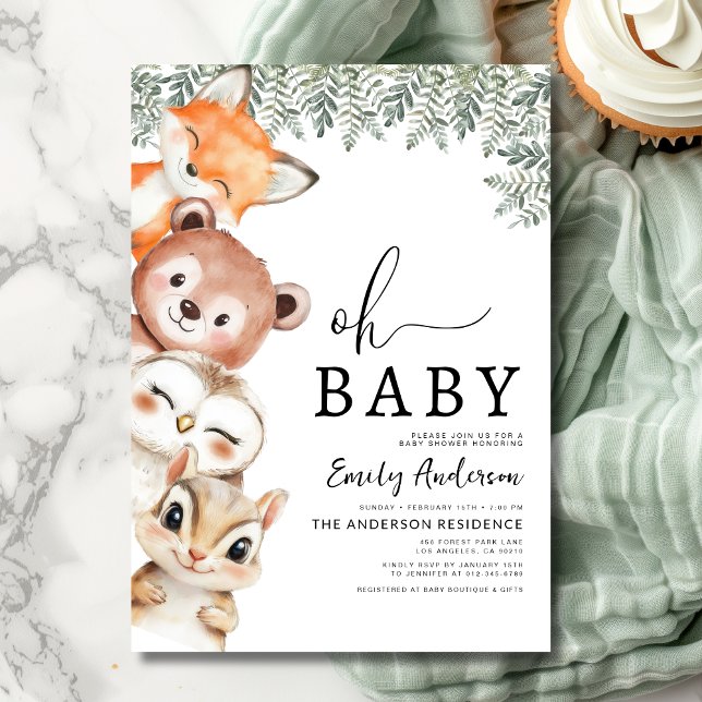 Oh Baby Woodland Animals Baby Shower Invitation (Creator Uploaded)