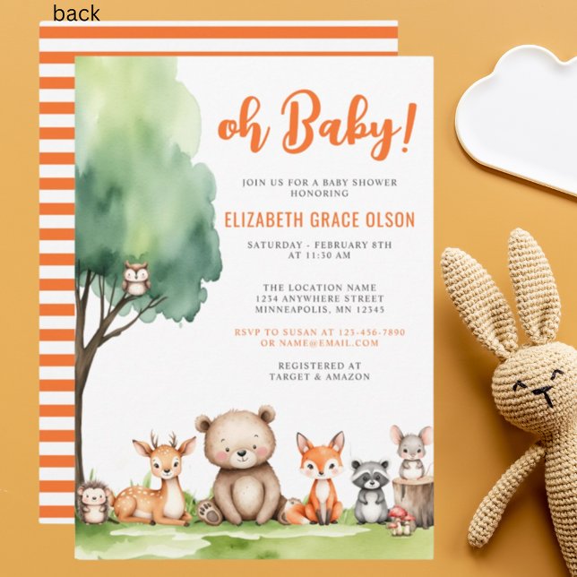 Oh Baby! Woodland Animals Baby Shower  Invitation (Creator Uploaded)