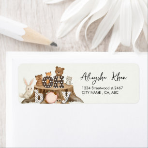 Oh Baby Woodland Safari Animals Return Address Label