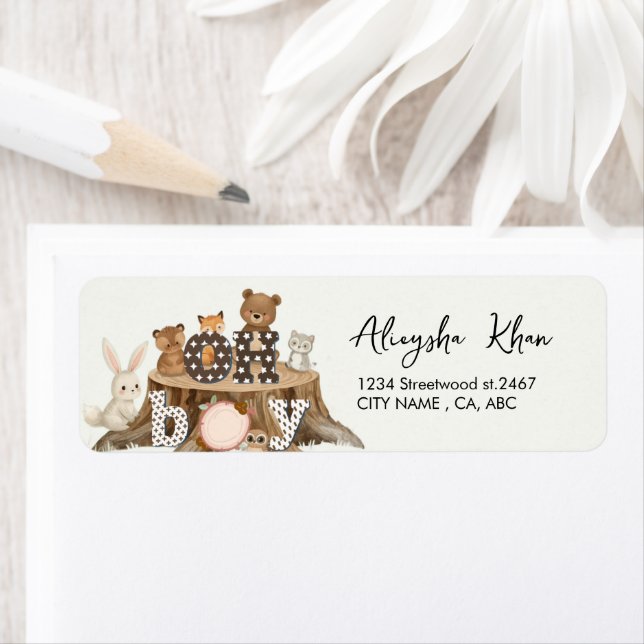 Oh Baby Woodland Safari Animals Return Address Label (Insitu)