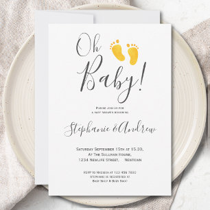 Oh Baby Yellow Baby Feet Couples Baby Shower Invitation