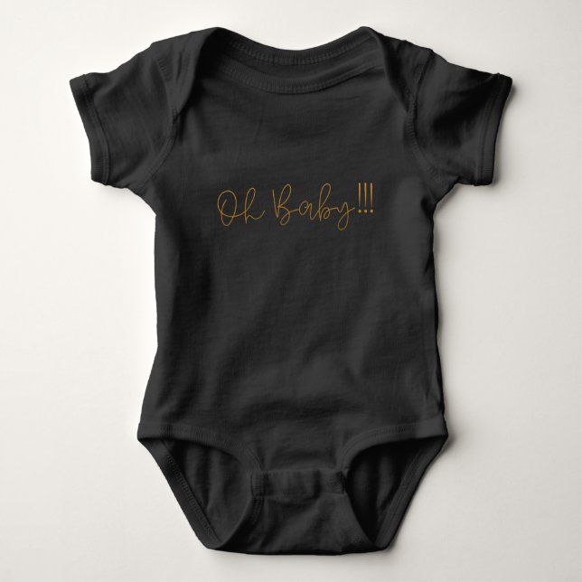Oh Baby Yellow Gold Foil modern Funky Fun Baby Bodysuit (Front)