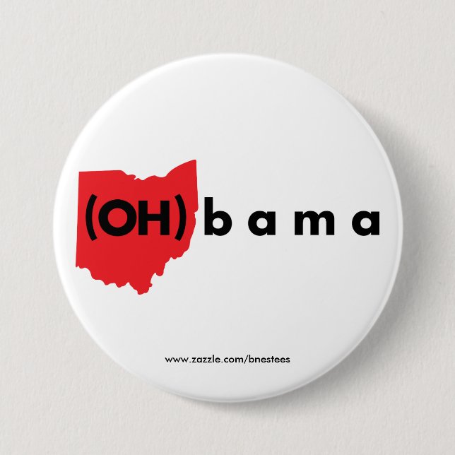 (OH)bama - Red and Black 7.5 Cm Round Badge (Front)