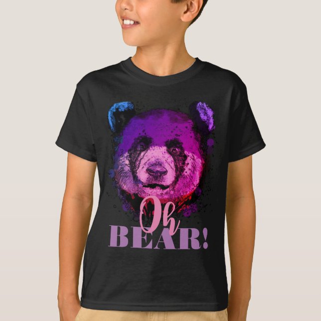 "OH BEAR" | Funny Cool Purple Panda Kids T-Shirt (Front)