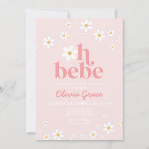 Oh Bebe Daisy Pink Retro Baby Shower Invitation