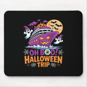 Oh Boo Halloween Trip Ghost Ts Ship Spooky Travel  Mouse Pad