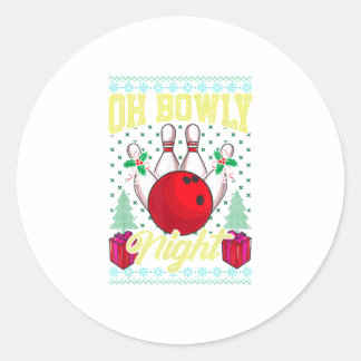 Oh Bowly Night Bowling Ugly Christmas Classic Round Sticker
