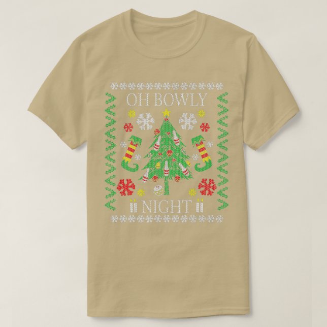 Oh Bowly Night Bowling Ugly Christmas Sweater Part (Design Front)