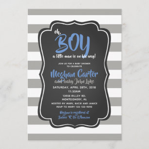 Oh Boy a little Man Baby Shower Blue Invitations