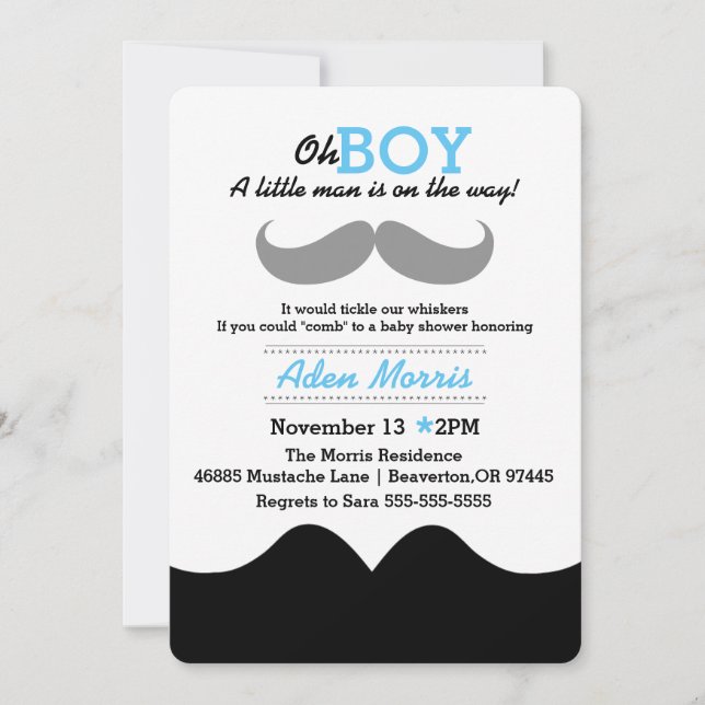 Oh BOY a little man is on the way baby shower Invitation (Front)