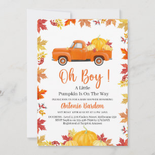 Oh Boy a Little Pumpkin Baby Shower Invitation