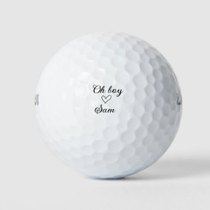 oh boy add name baby shower kids text heart yellow golf balls