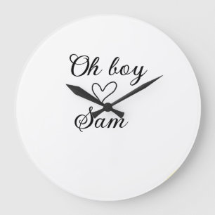 oh boy add name baby shower kids text heart yellow large clock