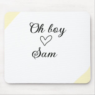 oh boy add name baby shower kids text heart yellow mouse pad