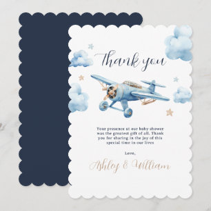 Oh Boy! Adventure Awaits Aeroplane Boy Baby Shower Thank You Card