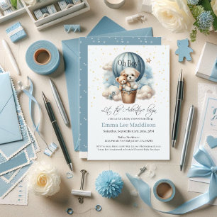 Oh Boy Adventure Baby Shower Puppy Hot Air Balloon Invitation