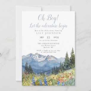 Oh Boy Adventure Begin All In One Baby Shower Invitation