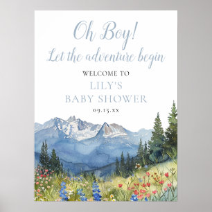 Oh Boy Adventure Mountain Baby Shower Welcome Sign