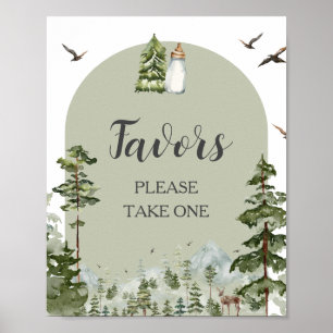 Oh Boy Adventure Pine Forest Baby Shower Favours Poster