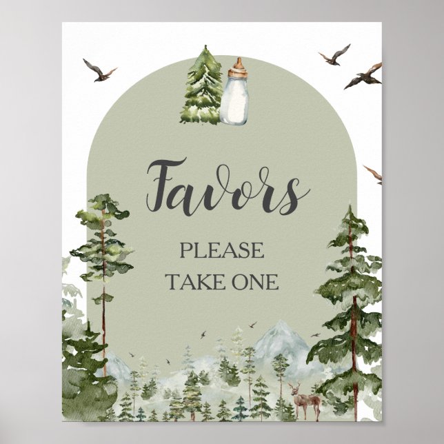 Oh Boy Adventure Pine Forest Baby Shower Favours Poster (Front)