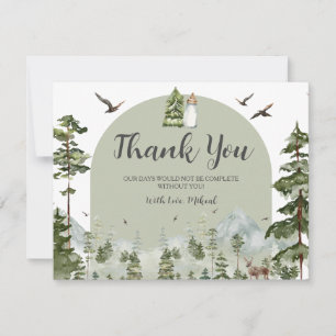 Oh Boy Adventure Pine Forest Christmas Baby Shower Thank You Card