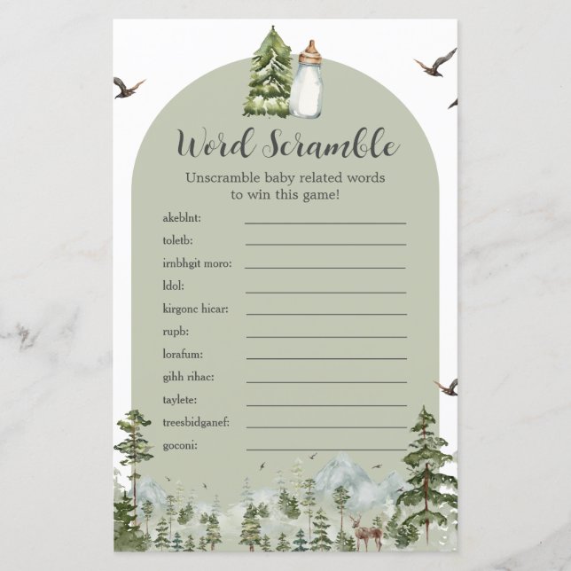 Oh Boy Adventure Pine Forest Word Scramble Game (Front)