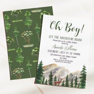Oh Boy Adventure Woodland Deer Baby Shower Invitation