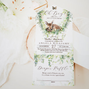 Oh Boy Adventure Woodland Greenery Baby Shower  All In One Invitation
