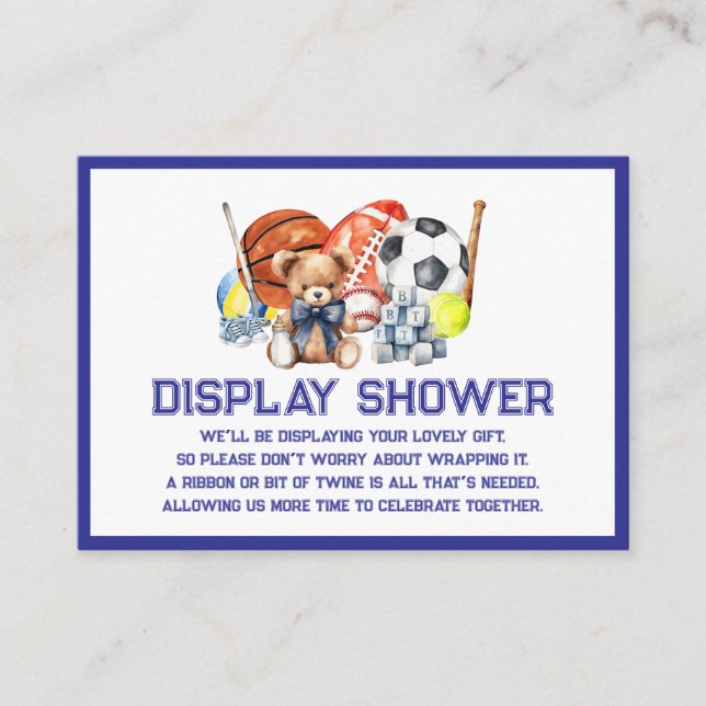 Oh Boy ALL STAR SPORT Baby Shower Display Shower Enclosure Card (Front)