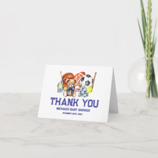 Oh Boy ALL STAR SPORT Baby Shower Folded Thank You Card