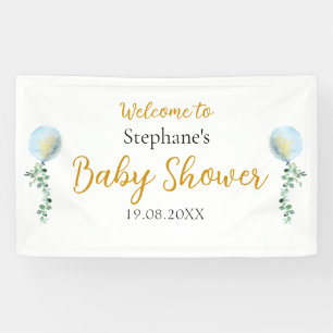 Oh Boy Baby Blue Balloon Eucalyptus  Banner