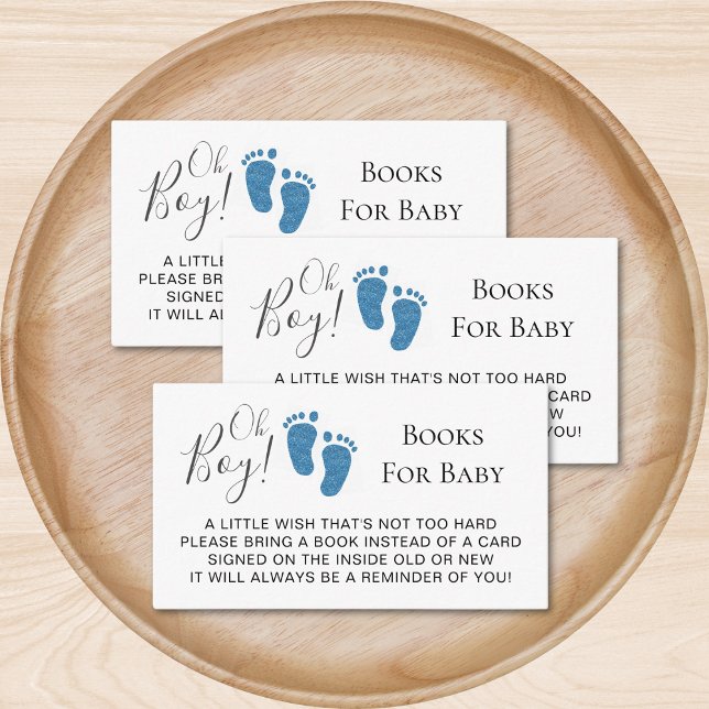 Oh Boy Baby Feet Books For Baby Baby Shower Enclosure Card (Creator Uploaded)