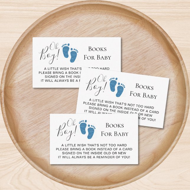 Oh Boy Baby Feet Books For Baby Baby Shower Enclosure Card (Creator Uploaded)