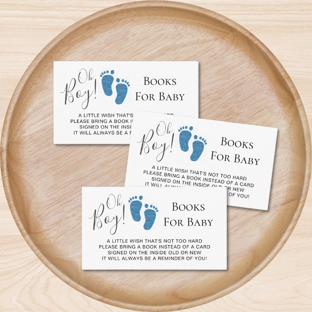 Oh Boy Baby Feet Books For Baby Baby Shower Enclosure Card (Creator Uploaded)