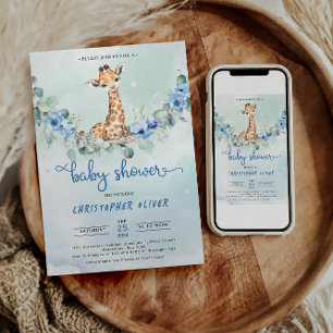 Oh Boy! Baby Giraffe Baby Shower Invitation