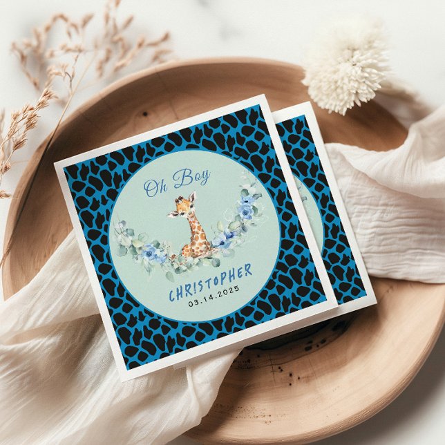 Oh Boy! Baby Giraffe Baby Shower  Napkin (Creator Uploaded)