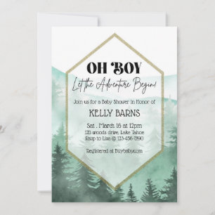 Oh Boy, Baby shower, Adventure Invitation